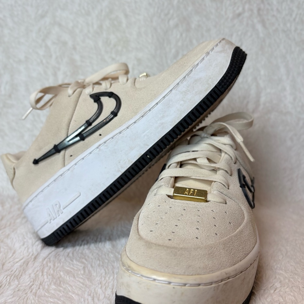 Nike Cream and Black AF1 with Gold Detail